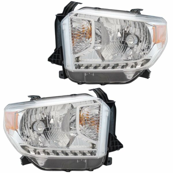 Halogen Headlight Headlamp LH RH Kit Pair Set Compatible with Toyota Tundra Pickup Truck