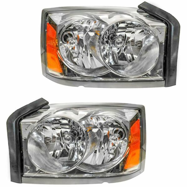 Headlights Headlamps Left & Right Pair Set for 05-07 Dodge Dakota Pickup Truck