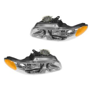 Quad Headlights Headlamps Left & Right Pair Set for 2000 Grand Caravan Voyager