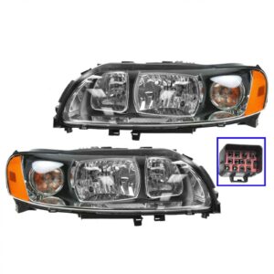 Headlights Headlamps Left & Right Pair Set for 05-09 Volvo S60