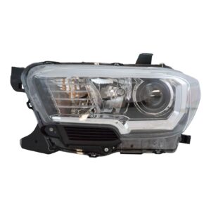 Halogen Headlight Headlamp w/ Black & Chrome Housing LH Compatible with Tacoma Pickup Truck