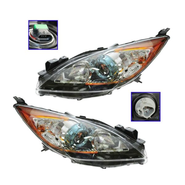 Headlight Headlamp Halogen Pair Set of 2 for 12-13 Mazda 3 Mazda3