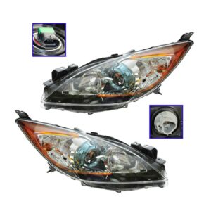 Headlight Headlamp Halogen Pair Set of 2 for 12-13 Mazda 3 Mazda3