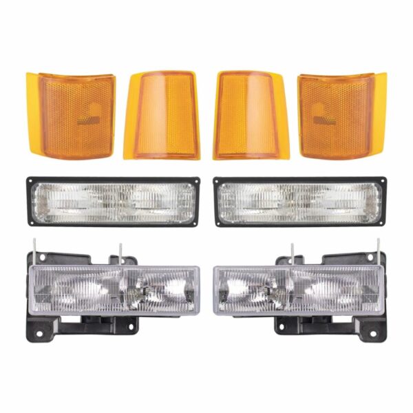 Headlight Assembly Compatible With 1994-2000 GMC C/K1500 C/K2500 C/K3500 Suburban Yukon Driver and Passenger Side