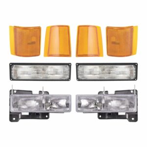 Headlight Assembly Compatible With 1994-2000 GMC C/K1500 C/K2500 C/K3500 Suburban Yukon Driver and Passenger Side