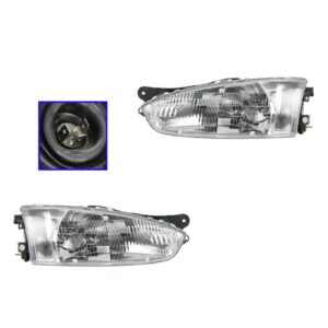 Headlights Headlamps Left & Right Pair Set for 97-02 Mirage 2 Door Coupe