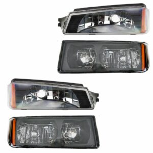 Headlight Headlamp Park Light Lamp Kit Set of 4 for 02-05 Avalanche Headlight