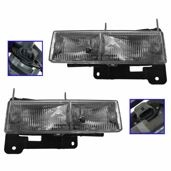 Headlamps Headlights Left LH & Right RH Pair Set of 2 for Chevy Pickup Truck