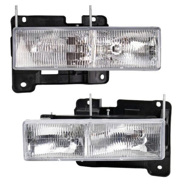 Headlight Set Compatible with Chevrolet Blazer 90-99 C/K 1500 2500 3500 Tahoe Yukon