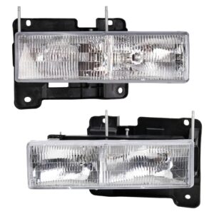 Headlight Set Compatible with Chevrolet Blazer 90-99 C/K 1500 2500 3500 Tahoe Yukon