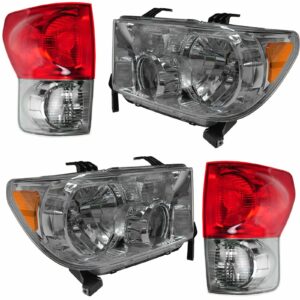 Headlight Taillight Lamp Lighting Kit Set LH RH of 4 for 07-09 Tundra Truck