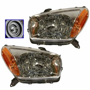 Headlights Headlamps Left & Right Pair Set for 01-03 Toyota Rav4 Rav-4