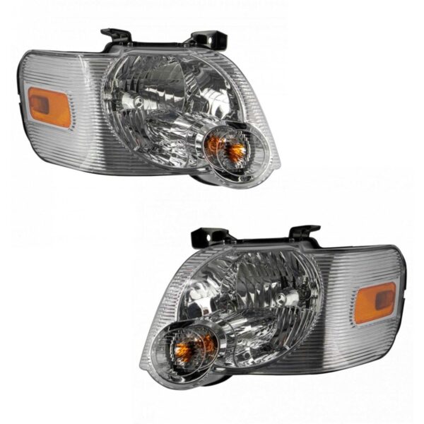 Headlight Lamp Assembly Pair LH Driver & RH Passenger Sides Direct Fit for 06-10 Ford Explorer