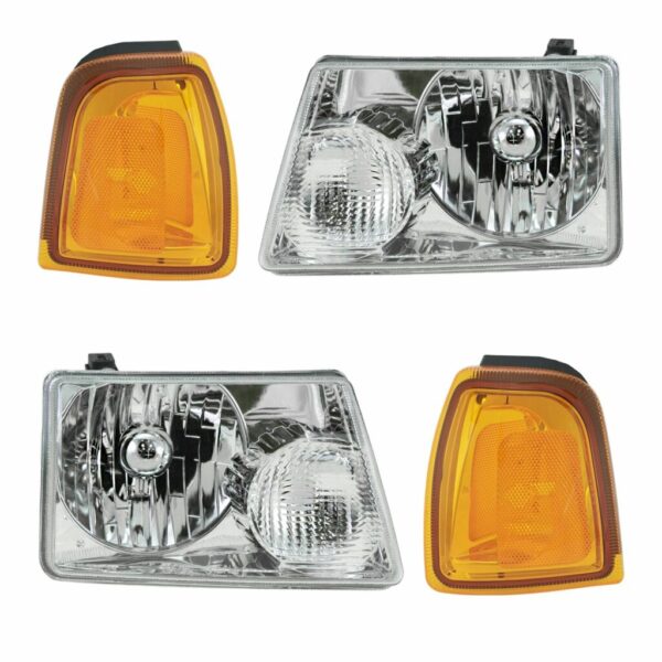 Headlights & Parking Corner Lights Left & Right Kit Set for 01-05 Ford Ranger