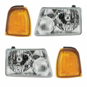 Headlights & Parking Corner Lights Left & Right Kit Set for 01-05 Ford Ranger