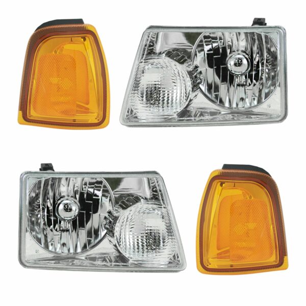 Headlights & Parking Corner Lights Left & Right Kit Set for 01-05 Ford Ranger