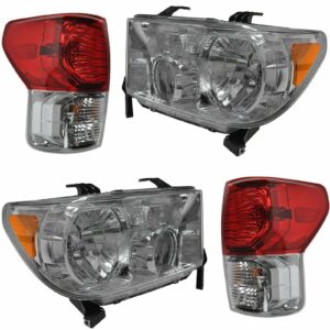 Headlight Taillight Lamp Lighting Kit Set LH RH of 4 for 10-13 Tundra Truck