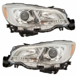 Halogen Headlight Headlamp w/ Chrome Bezel LH RH Kit Pair Compatible with Subaru Legacy