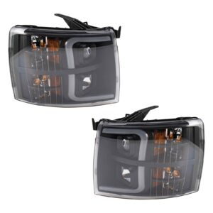 Headlight Set Compatible with 2007-2013 Chevrolet Silverado 1500 2500 HD 3500 HD