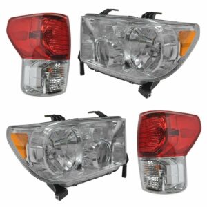 Headlight Taillight Lamp Lighting Kit Set LH RH of 4 for 10-13 Tundra Truck