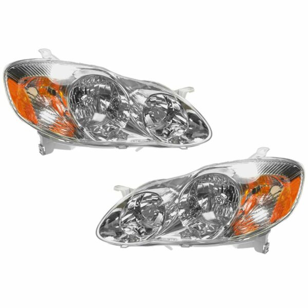 Headlights Headlamps Left & Right Pair Set for 03-04 Toyota Corolla CE & LE