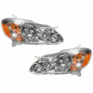 Headlights Headlamps Left & Right Pair Set for 03-04 Toyota Corolla CE & LE