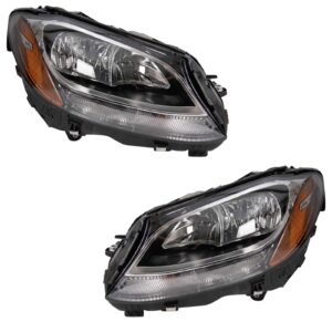 Headlight Set Compatible with 2015-2020 Mercedes-Benz C300 2015 C400 C63 AMG