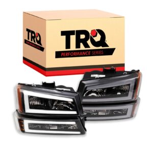 TRQ Headlight Set Compatible with 2002-2007 Chevrolet Avalanche Silverado 1500 2500 3500