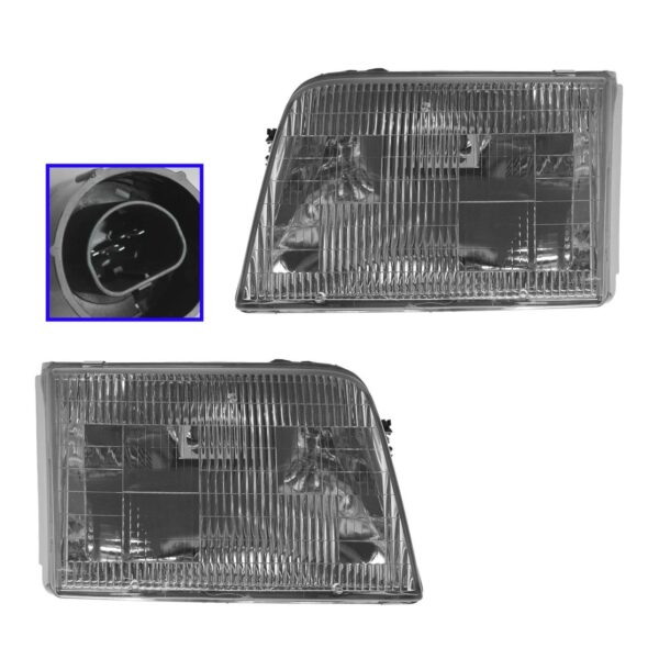 Headlights Headlamps Left & Right Pair Set for 93-97 Ford Ranger Pickup Truck