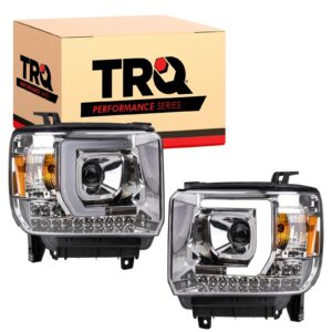 TRQ Performance Headlight Set Compatible with 14-15 GMC Sierra 1500 15-19 Sierra 2500 3500