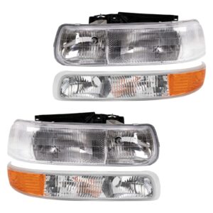 Headlights Parking Lights Compatible with 99-02 Chevy Silverado 00-06 Suburban Tahoe