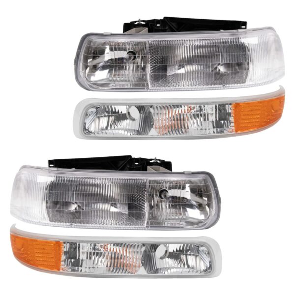 Headlights Parking Lights Compatible with 99-02 Chevy Silverado 00-06 Suburban Tahoe