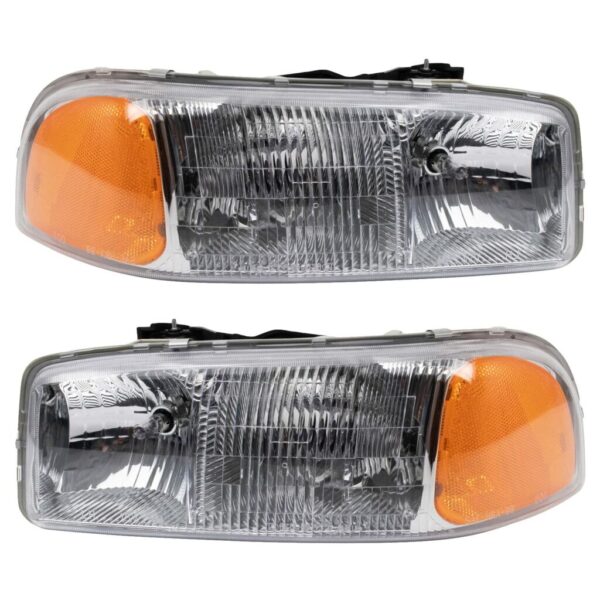 Headlight Set Compatible with 1999-2007 GMC Sierra 1500 2000-2006 Yukon