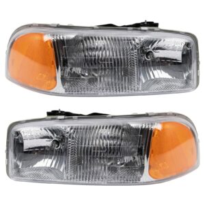 Headlight Set Compatible with 1999-2007 GMC Sierra 1500 2000-2006 Yukon