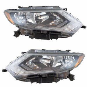 Halogen Headlight Headlamp Assembly LH RH Kit Pair Compatible with Nissan Rogue SUV