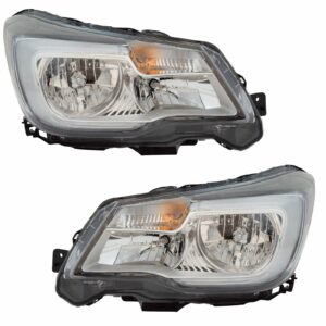 Headlight Halogen Lamp Driver Passenger Pair Set Compatible with Subaru Forester