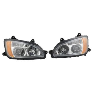 Chrome Performance Halogen Headlight Lamp Set Compatible with Kenworth T660