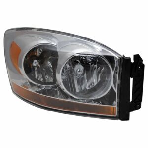 Headlight w/ Chrome Bezel RH Right Passenger Compatible with 06-08 Dodge Ram 1500 2500 3500
