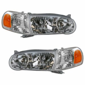 Headlights & Parking Corner Lights Left & Right Kit Set for 01-02 Toyota Corolla