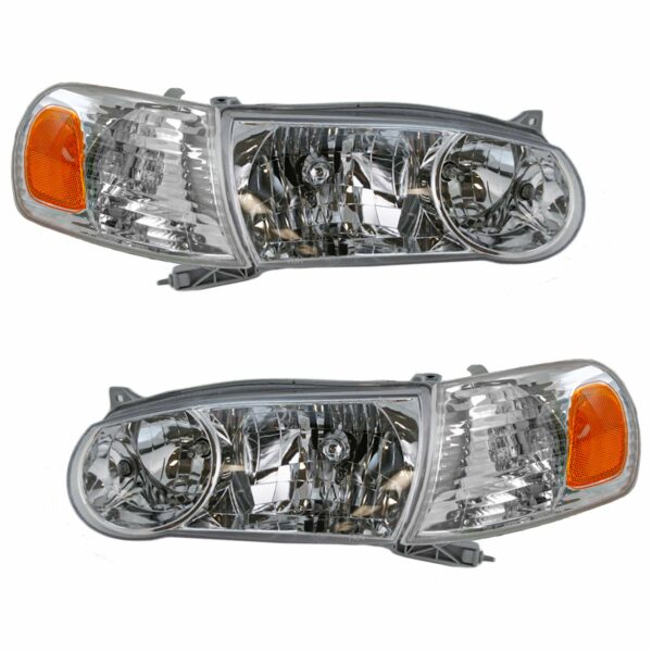 Headlights & Parking Corner Lights Left & Right Kit Set for 01-02 Toyota Corolla