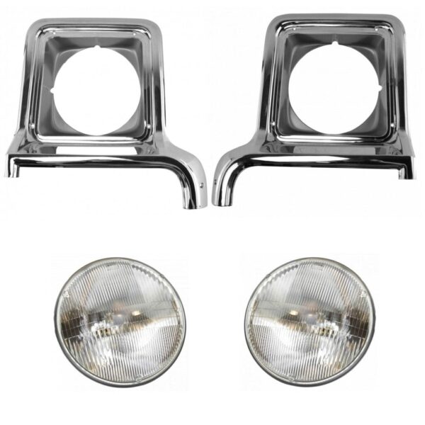 Headlight Lamp with Chrome Bezels Lighting Kit for Chevrolet GMC Truck New