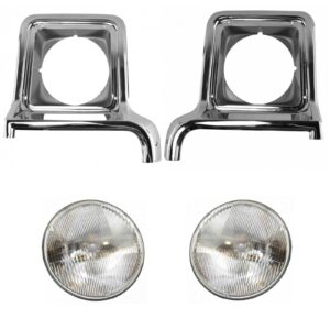 Headlight Lamp with Chrome Bezels Lighting Kit for Chevrolet GMC Truck New
