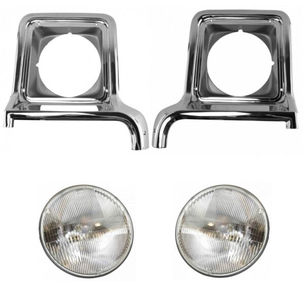 Headlight Lamp with Chrome Bezels Lighting Kit for Chevrolet GMC Truck New