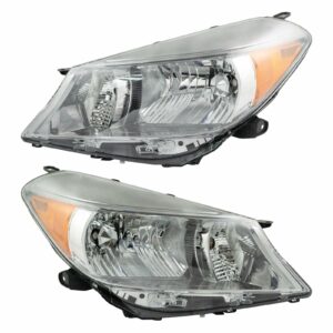Headlight Headlamp Smoke Trim Left Right PAIR for 12-13 Toyota Yaris Hatchback