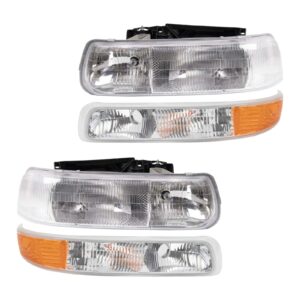 Headlights Parking Lights Compatible with 99-02 Chevrolet Silverado 00-06 Suburban Tahoe