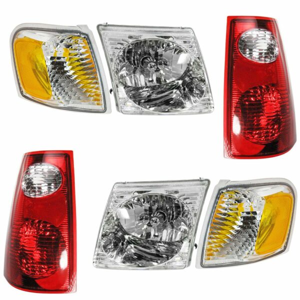 Headlight Parking Marker Tail Light Lamp Set of 6 Compatible with 01-05 Explorer Sport Trac