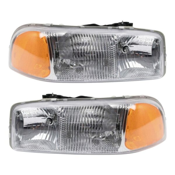 Headlight Set Compatible with 1999-2007 GMC Sierra 1500 2000-2006 Yukon
