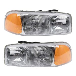 Headlight Set Compatible with 1999-2007 GMC Sierra 1500 2000-2006 Yukon