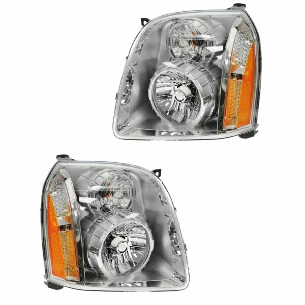 Headlights Headlamps Left & Right Lamp Pair Set of 2 for 07-13 GMC Yukon Denali