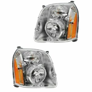 Headlights Headlamps Left & Right Lamp Pair Set of 2 for 07-13 GMC Yukon Denali